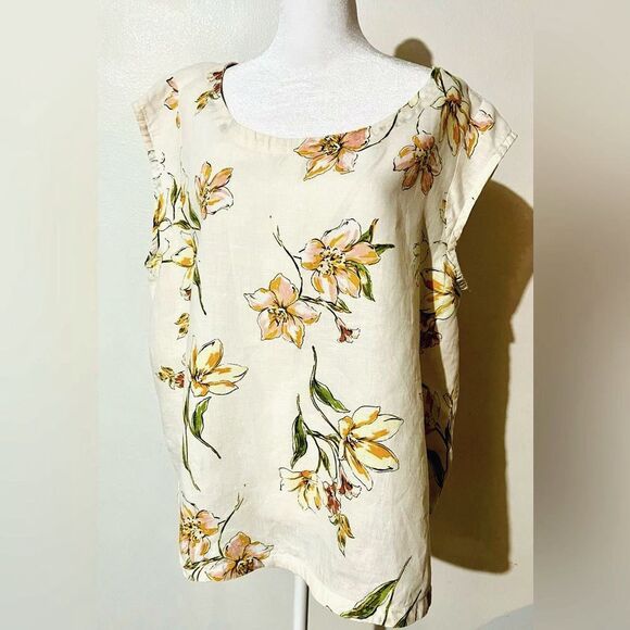 Rachel Roy linen top tropical floral summer beach vacation resort wear women XL - Picture 2 of 8